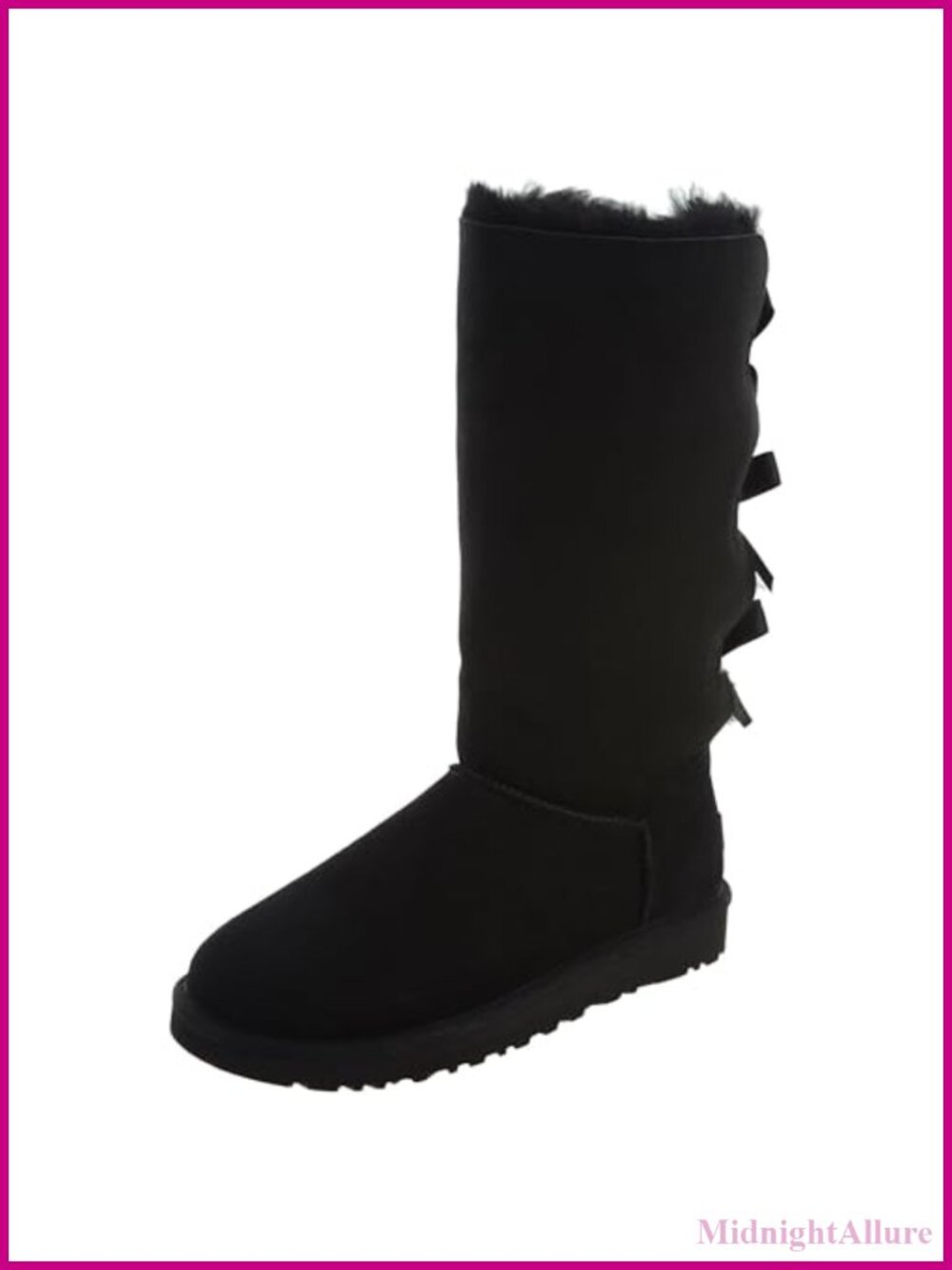Women's Tall Sheepskin Boots with Satin Bow Sheepskin Lined Comfort